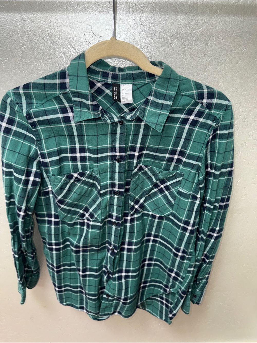 Divided Green Plaid Button-Down Shirt
